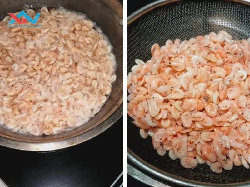 cách làm tép khô bánh tráng trộn