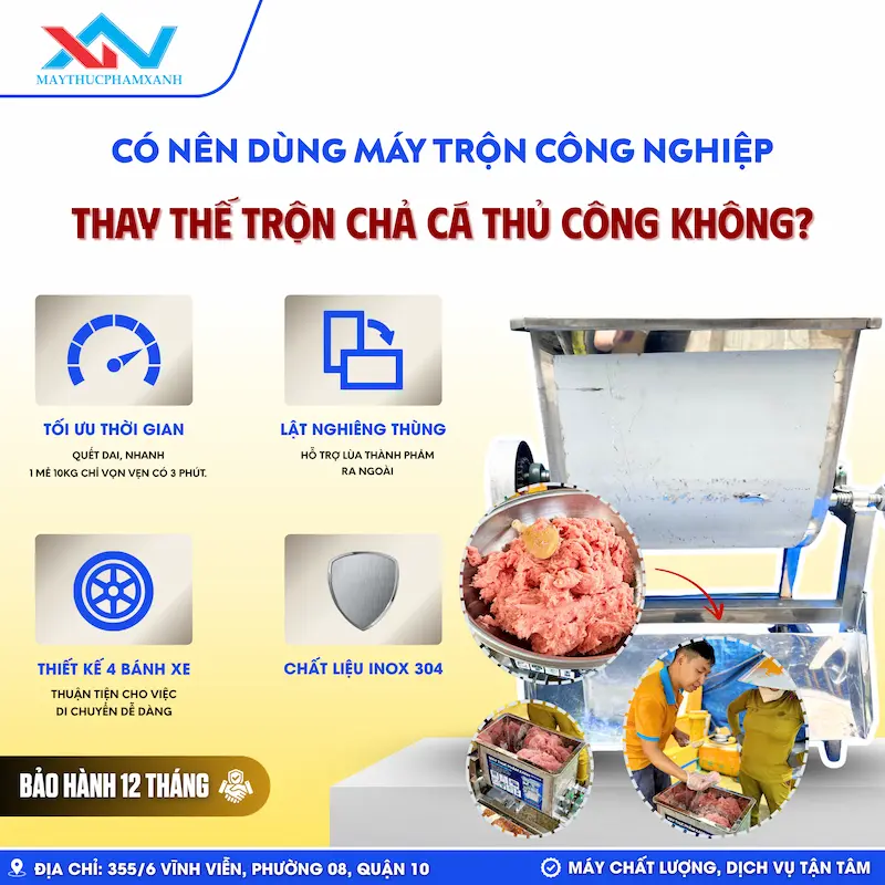 máy quết chả cá chợ Bình Điền