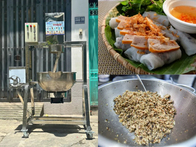 chảo xào thịt bánh cuốn