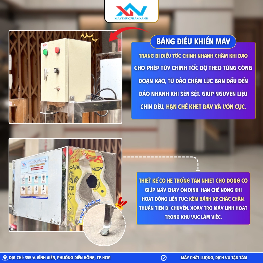 chảo xào nhân lệch tâm nghiêng