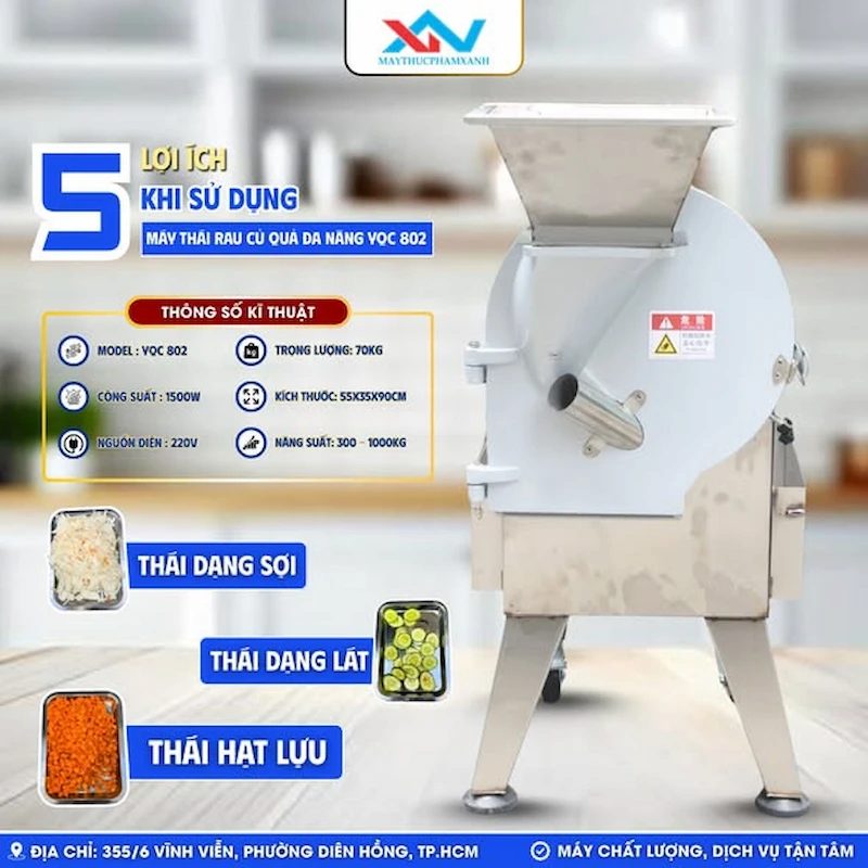 Máy Thái Rau Củ Quả Công Nghiệp YQC-802