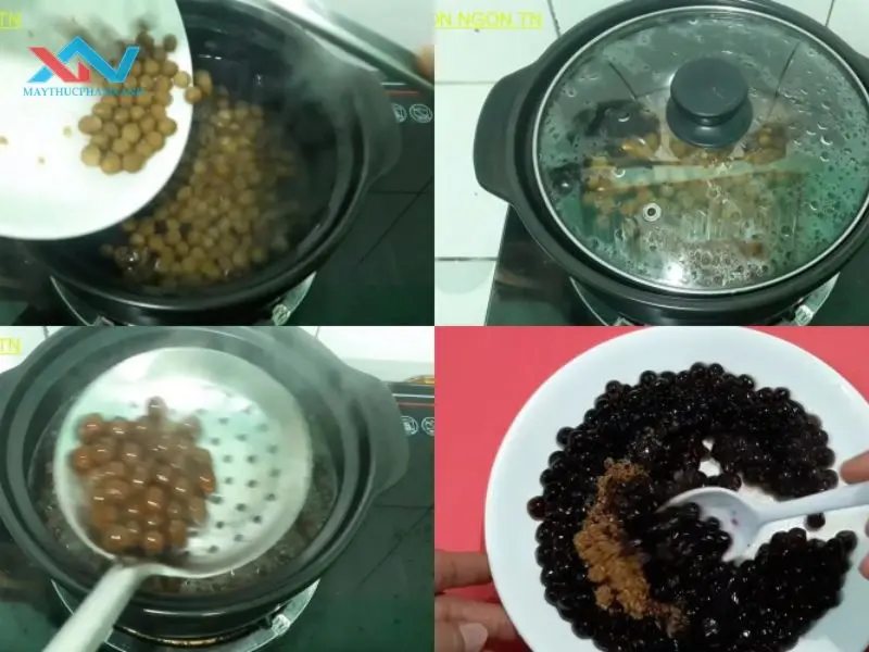 Nấu trân châu với đường đen