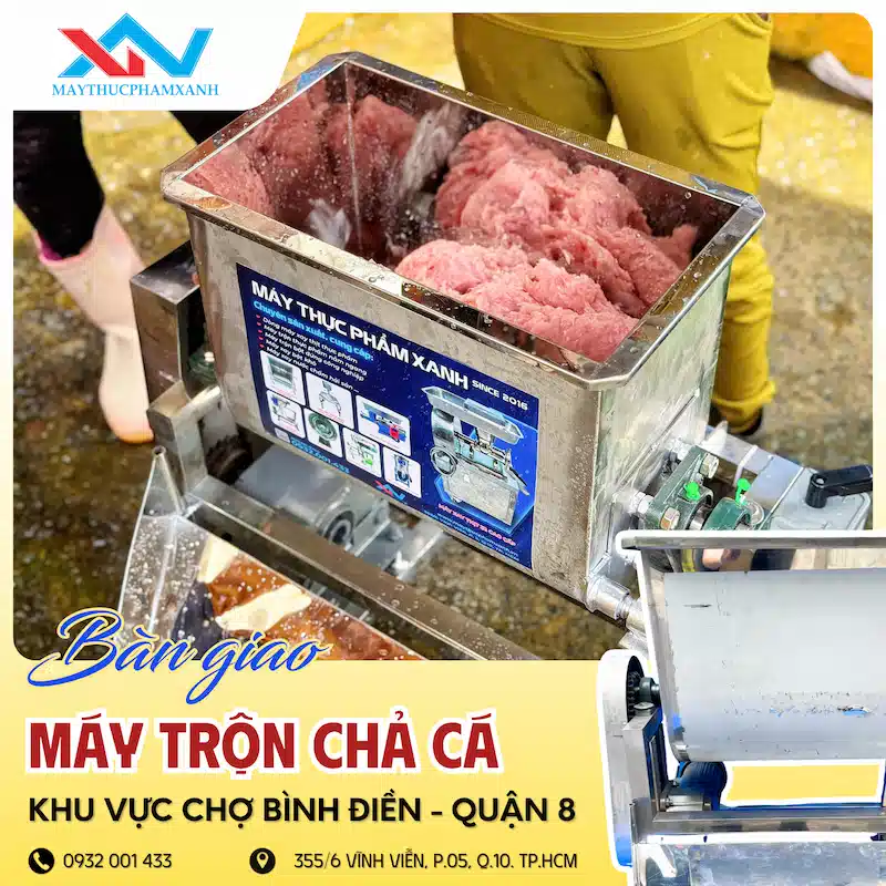 máy quết chả cá chợ Bình Điền