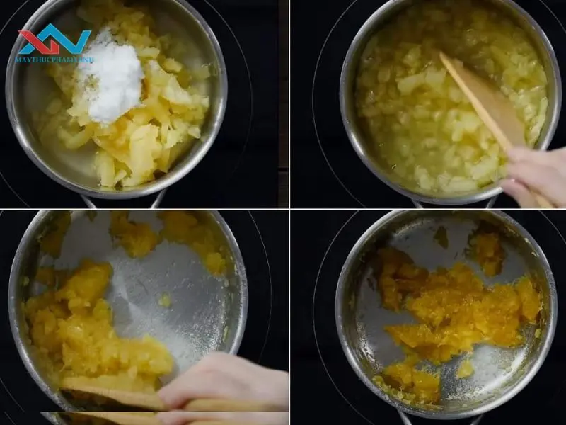 cách sên nhân bánh dứa