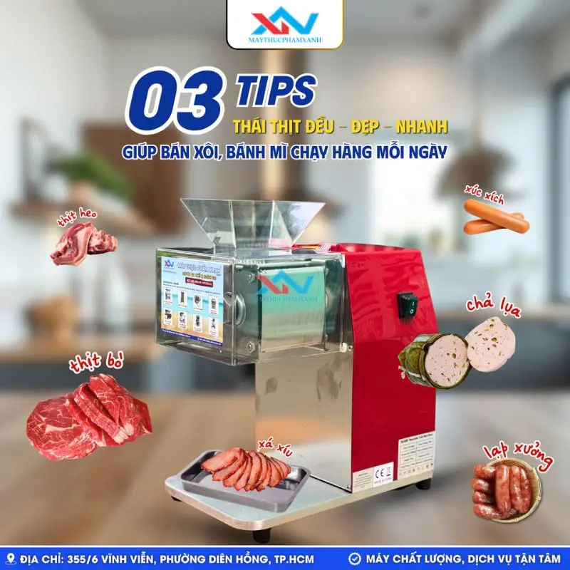 Ứng dụng máy cắt thái thịt công nghiệp DQ90