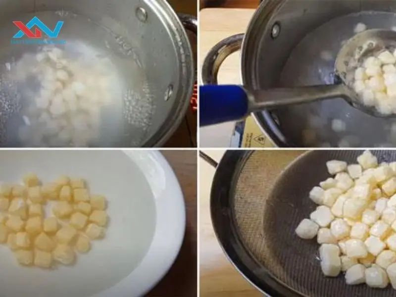 Cách nấu trân châu phô mai thơm dẻo là đun sôi một nồi nước lớn