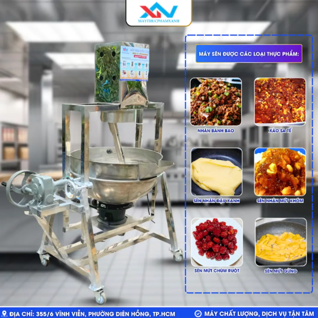 Giới thiệu máy xào nhân lệch tâm lật nghiêng