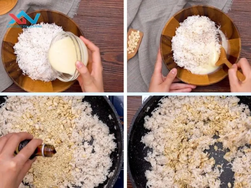 cách sên nhân sữa dừa