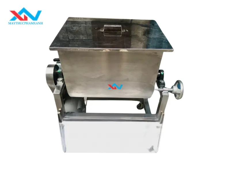 máy trộn thịt nằm ngang có cửa xả