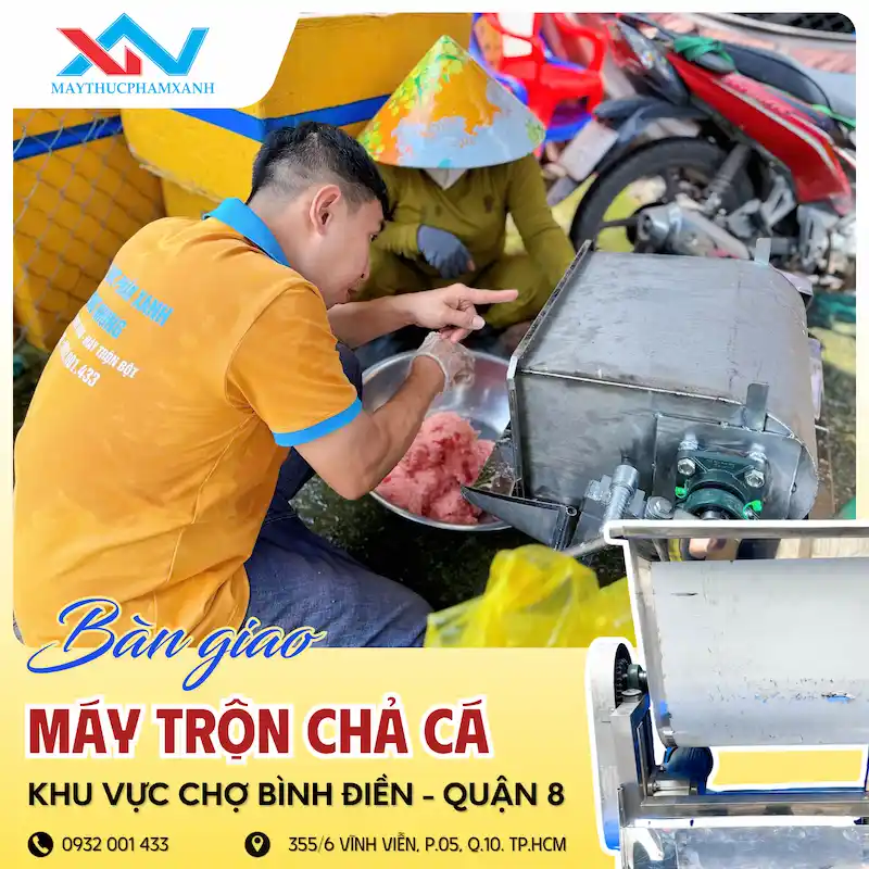 máy quết chả cá chợ Bình Điền