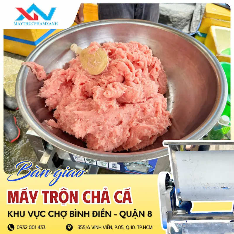 máy quết chả cá chợ Bình Điền