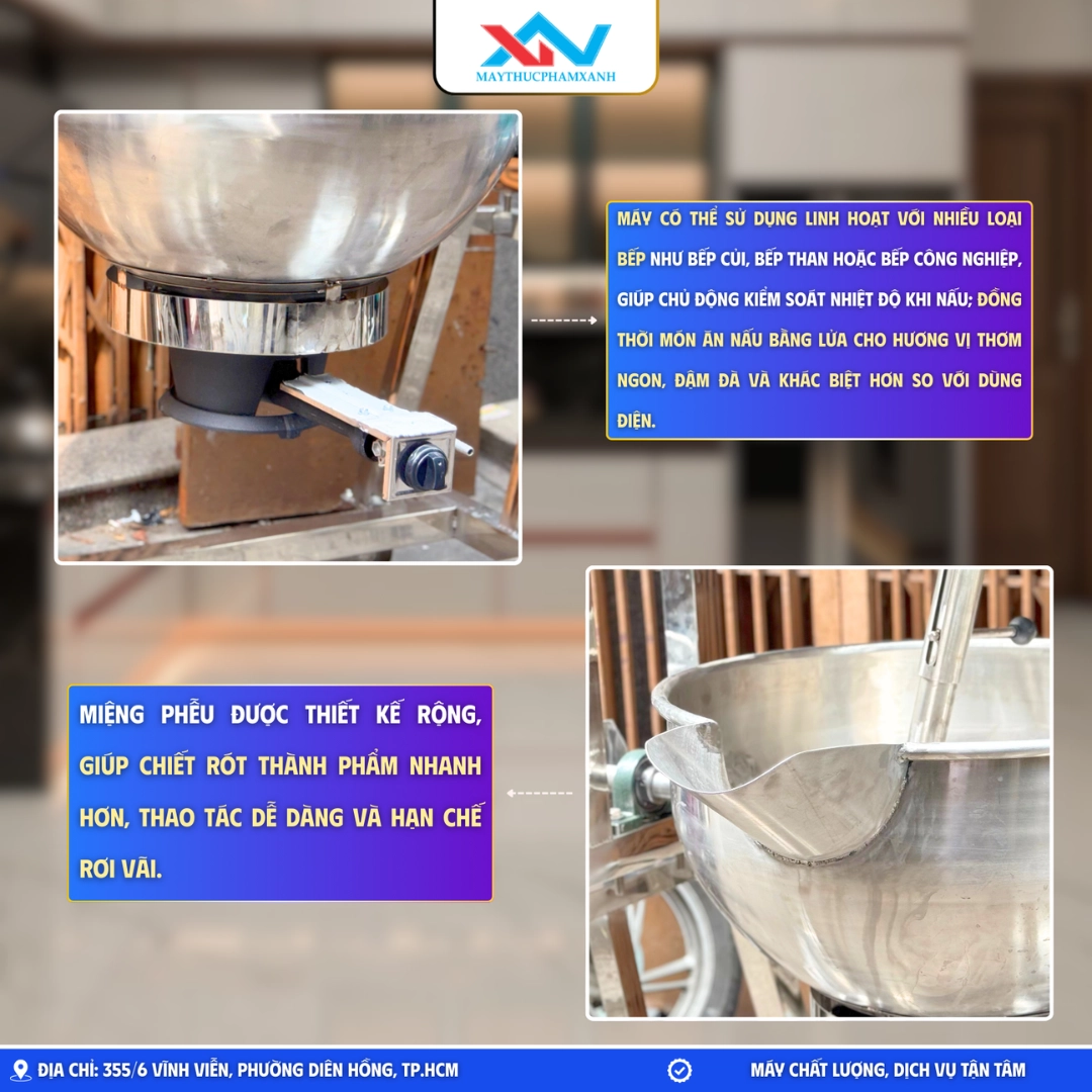 ứng dụng của chảo xào nhân lệch tâm nghiêng