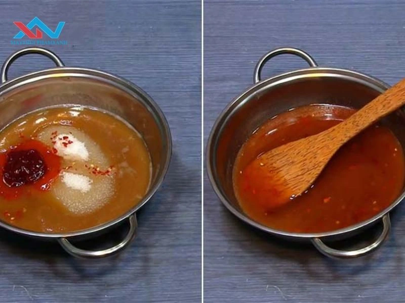 Nấu nước sốt me  Nấu nước sốt me