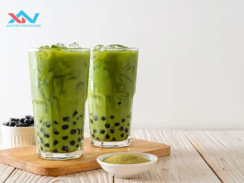 Thành phẩm ly trà sữa matcha trân châu thơm ngon, chuẩn vị